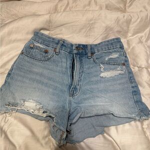 American Eagle Outfitters Light Blue Distressed Jean Shorts